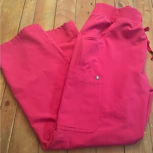 Figs Shocking Pink Kade Cargo Scrub pants